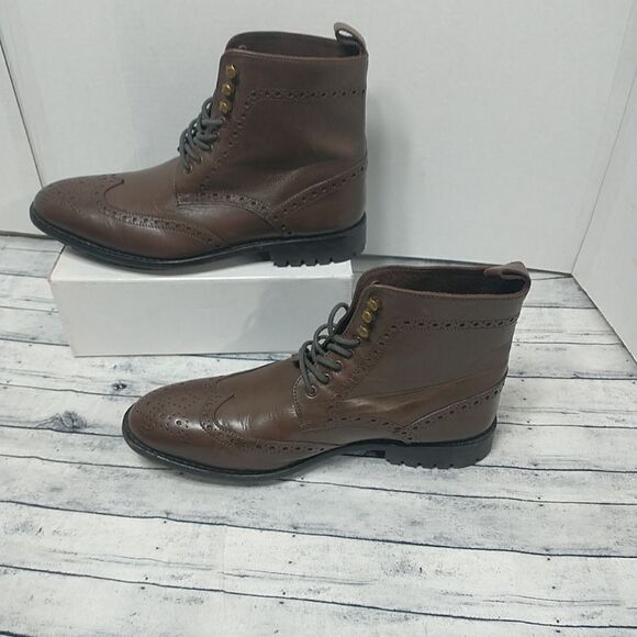Anthony Veer Mens Grant Wingtip Leather Dress Boot Dark Brown SZ 11 - Picture 3 of 9